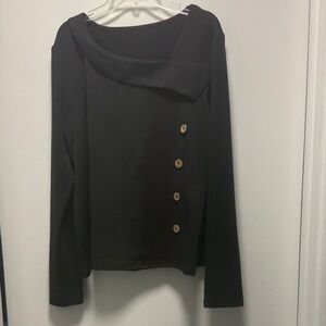 Elegant Black Asymmetrical Buttoned Top